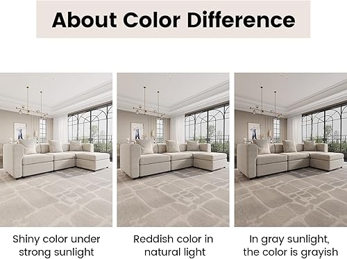 Miniatura 8 de Guyii Sofá modular de terciopelo, moderno sofá de 4 plazas de gran tamaño con 5 almohadas y reposapiés de almacenamiento, sofá convertible con
