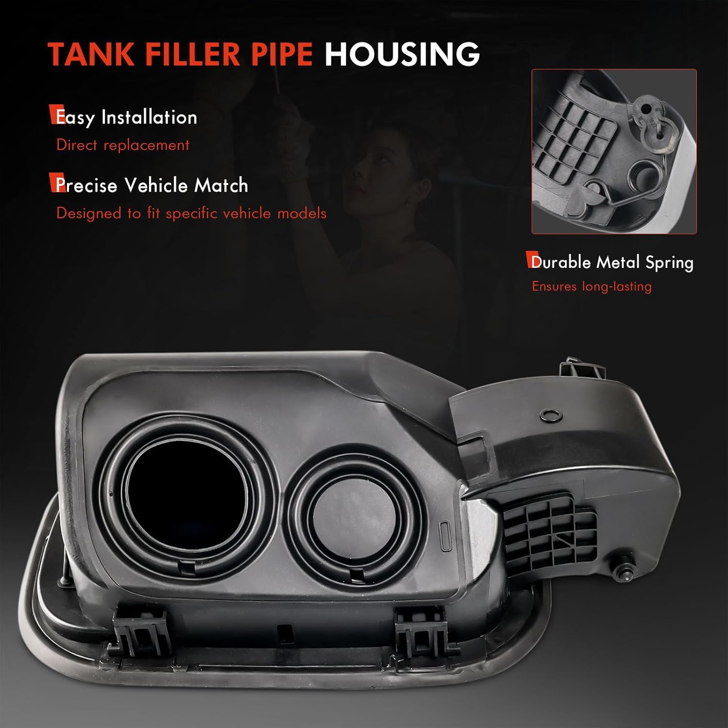 84749791 Fuel Tank Filler Pipe Housing Fit for Chevy Silverado 2500 HD 3500 HD For GMC Sierra 2500 HD 3500HD 2020-2025 Gas 8 FT Box Bed, Gas Cap Fuel w/Door Spring Hinge Replace# 84673136, 84736200