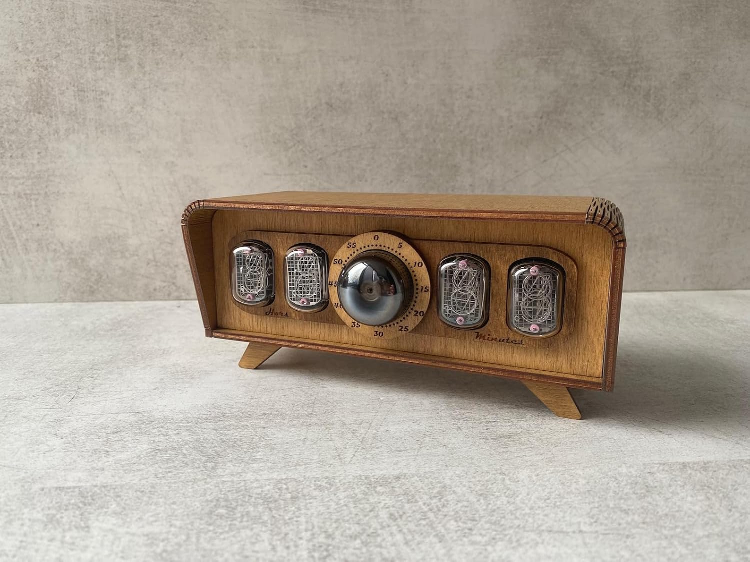 Handmade Nixie Tube Clock IN-12 - Made in Ukraine - Vintage Retro Table - Wooden Desk