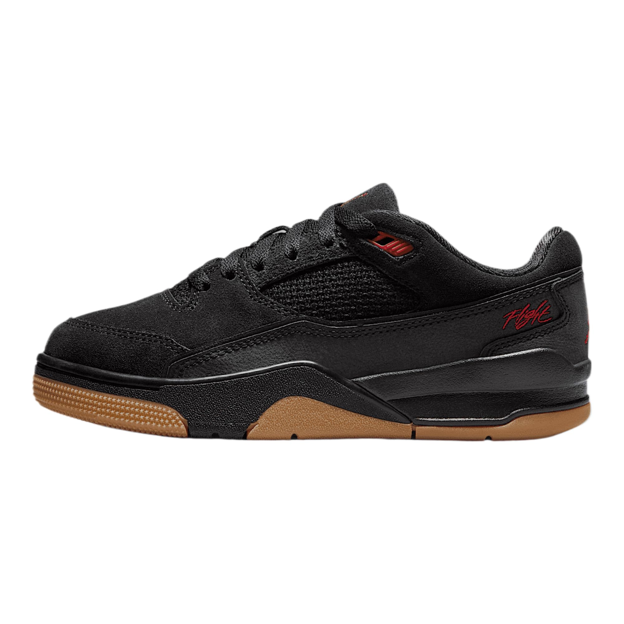 Jordan Flight Court Big Kids' Shoes (HF3333-001, Black/Gum Medium Brown/Varsity Red) Size 3.5