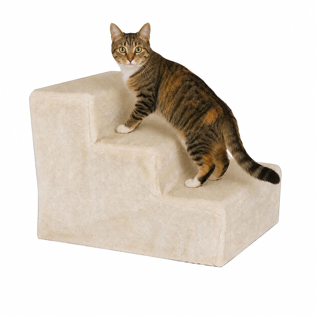 lionto Escalera para mascotas, Escalera para gatos, Escalera para perros, 46 x 36 x 34 cm, Beige