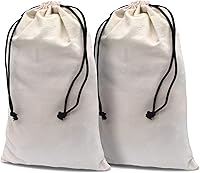 Zenpac Cowboy Boot Bags - 2 Pack Beige Flannel Drawstring Pouches, Breathable Washable Dust Protection for Shoes & Boots, 12.5x20.5 Travel Storage