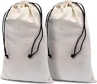 2 Pack Beige Duster Flannel Boot Pouch with Drawstring Closure