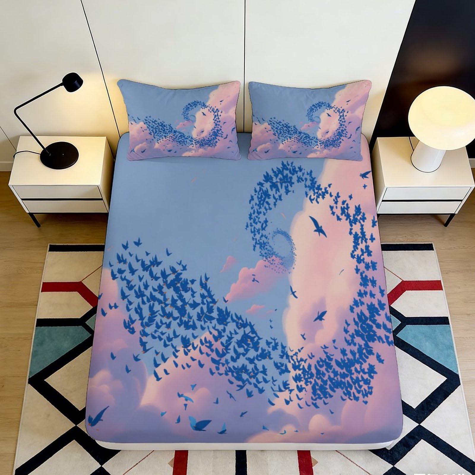 3D Printed Horse Dream Fitted Sheet Microfiber Deep Pocket Non-Slip Bedroom Horse Mattress Fitted Cover 140x200x25cm