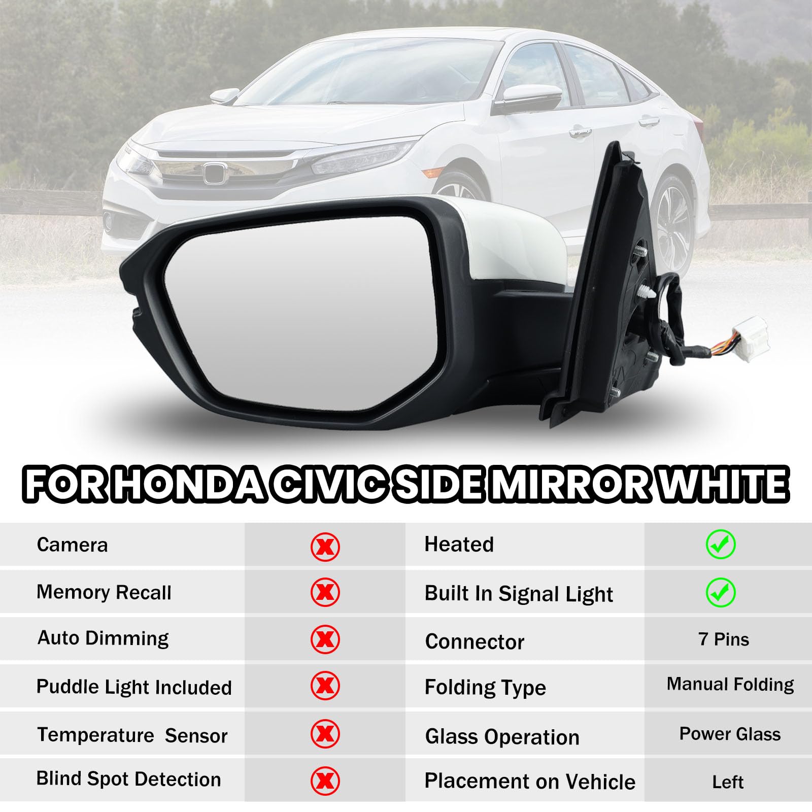 Amazon.com: MOFOAP Left Driver Side Mirror For 2016 2017 2018 2019