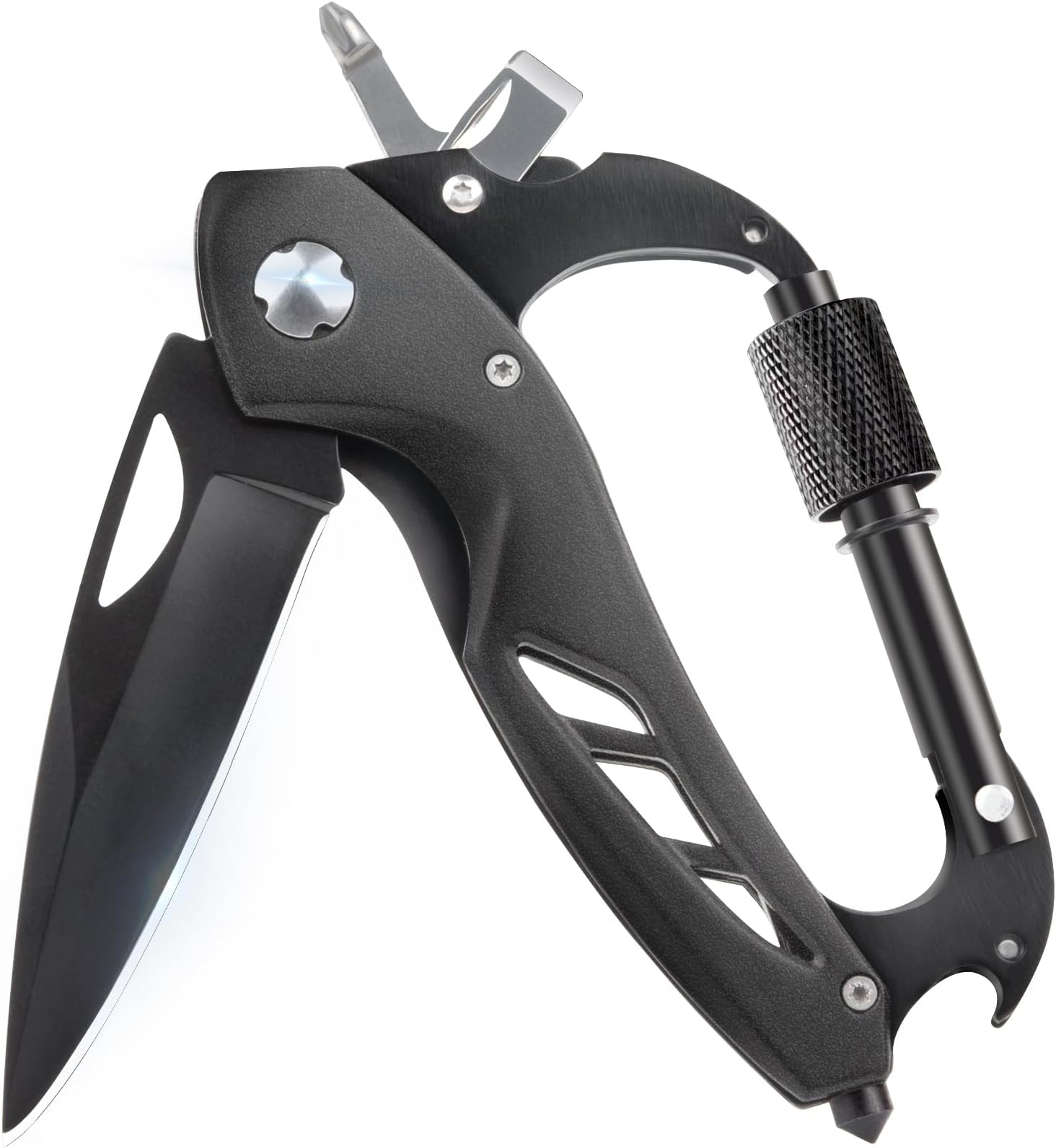AMVIGOR Multitool Carabiner with Pocket Knife,EDC Carabiner Knives with