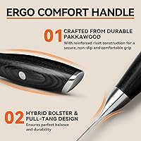 Vista 6 de TUO Cuchillo para cortar queso, cuchillo de tomate dentado de 5 pulgadas, con punta bifurcada y hoja antiadherente, acero alemán de alto carbono