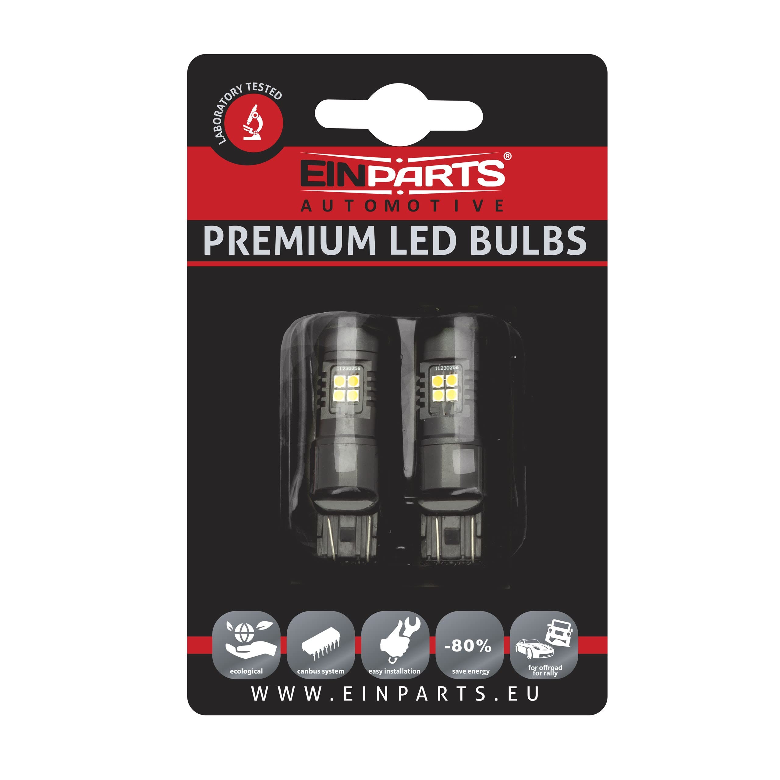 EinParts W21/5W LED Lampadine Dual Color (Bianco/Arancia) 12V per Auto 16 x SMD 3030 LED, W3x16q