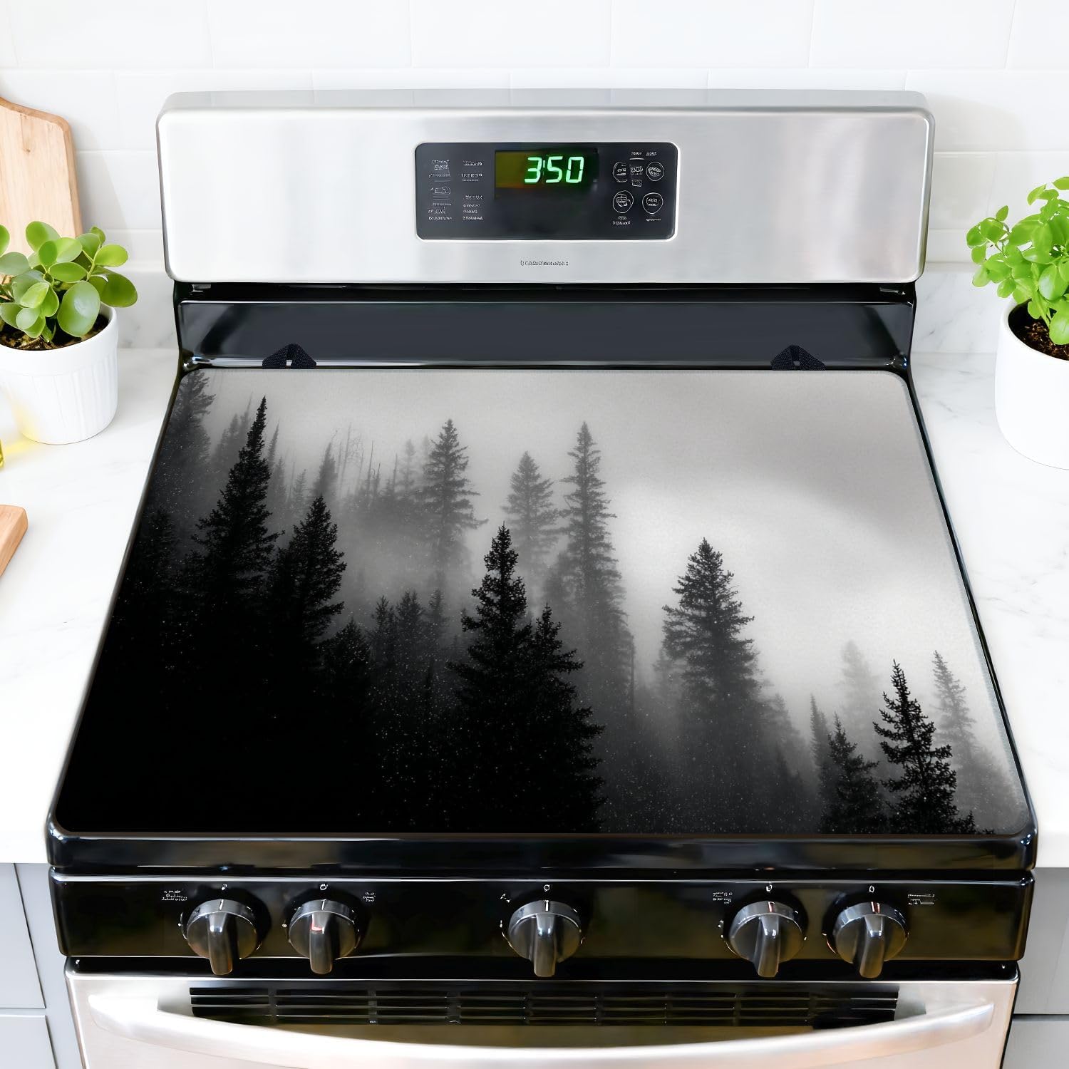 Stove Top Covers for Electric Stove Forest Mountain Valley Glass Cooktop Burner Covers Heat Resistant Protector Kitchen Decor Keep Stove Clean 28''x20''