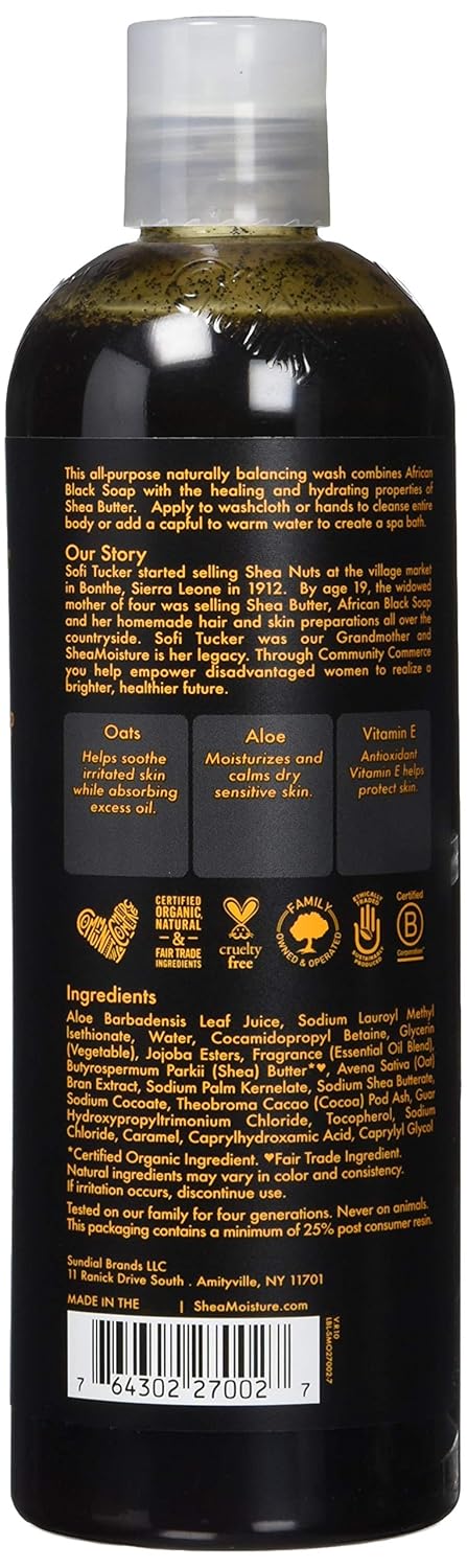 Shea Moisture African Black Soap Soothing Body Wash, 13 Ounce