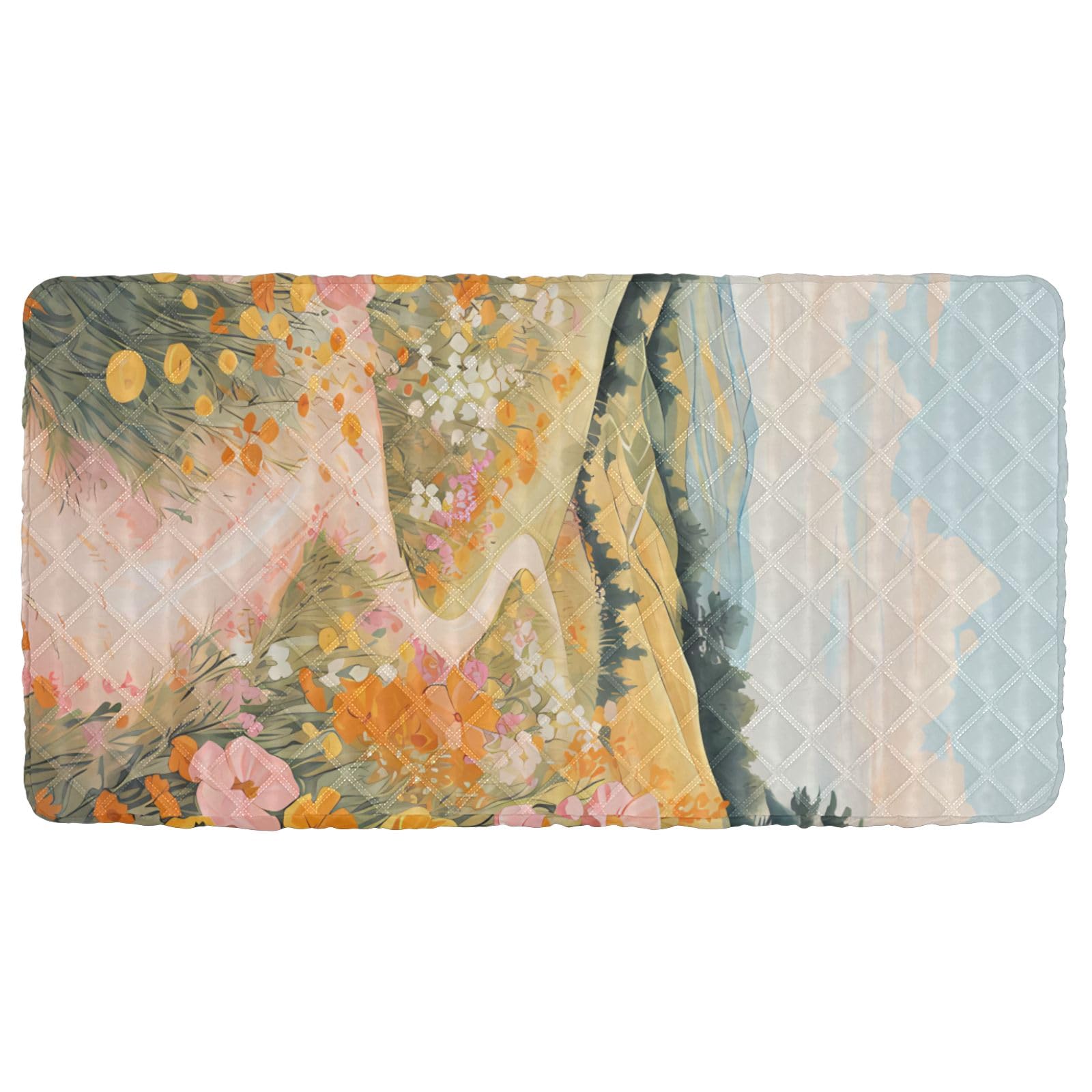 Portable Toddler Bed Sheet for Kids Floral Path Painting Travel Bed Fitted Sheet