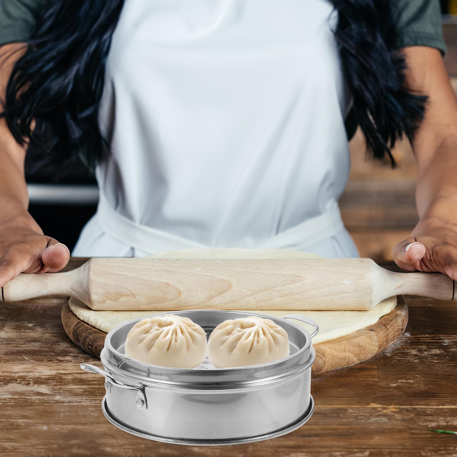 Mikikit Vaporera Cocedor de Verduras al Vapor de Aleación de Aluminio Tapa para Alimentos de Alta Temperatura y Calentamiento Uniforme para Patatas y Postres