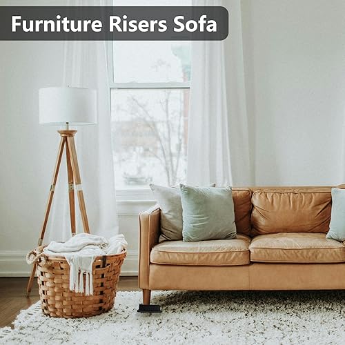 Vista 6 de Paquete de 4 elevadores de cama de 1 pulgada, elevadores de muebles de 2 pulgadas, negros, elevadores de cama resistentes para mesa, sofá, silla