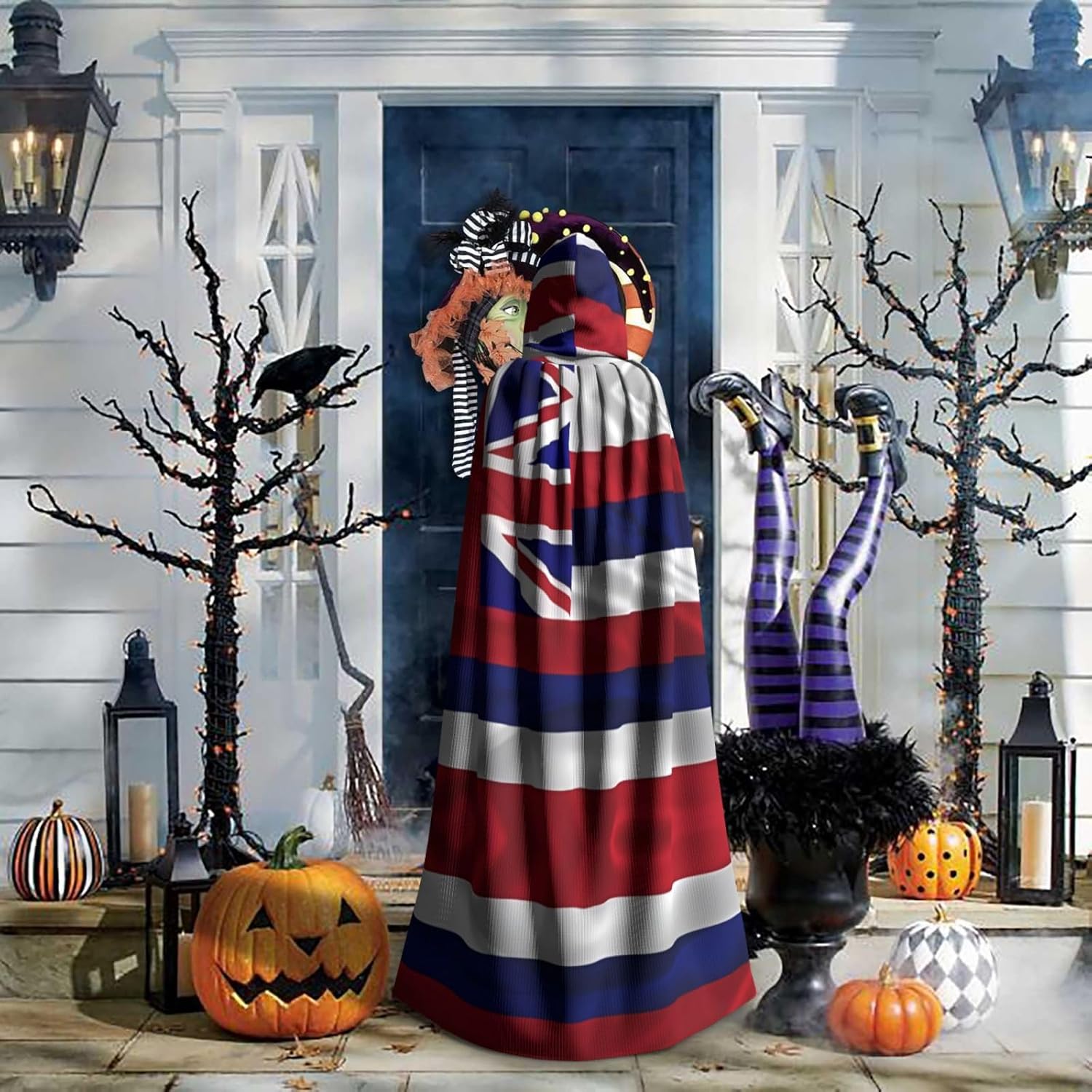 Flag of Hawaii American Unique Darkness Poncho Shawl - Customizable Wearable Blanket for Women, Perfect Halloween Costume Accessory, Knight, Akatsuki, and More