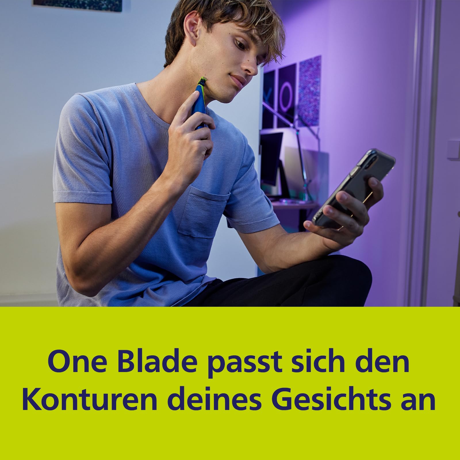 Philips OneBlade First Shave Klingen, passend für alle OneBlade und OneBlade Pro Modelle, für besonders empfindliche Haut im Gesicht, original von Philips, 2er-Pack (Modell QP225/50)