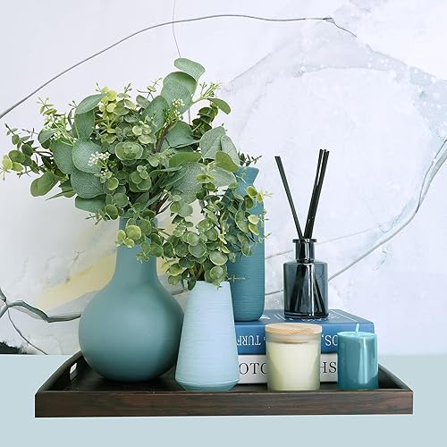 Miniatura 6 de Hojas artificiales de eucalipto de dólar plateado a granel, tallos y ramas sintéticas para ramos de florero, arreglos florales, corona, decoración