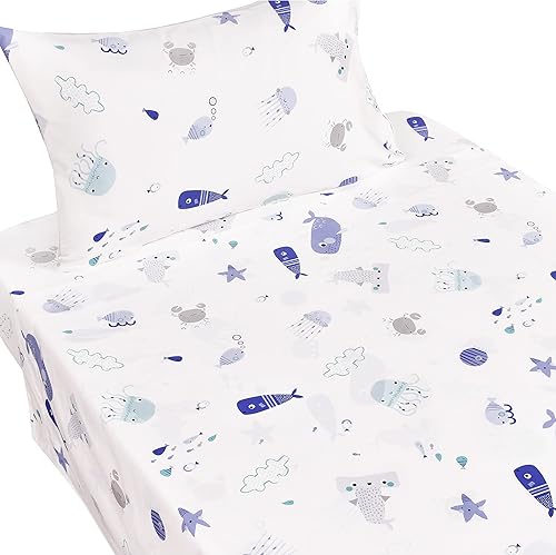 Vista 7 de J pinno Space Astronaut Airship Planet Stars Earth - Juego de sábanas tamaño individual para decoración de dormitorio, 100% algodón, sábana