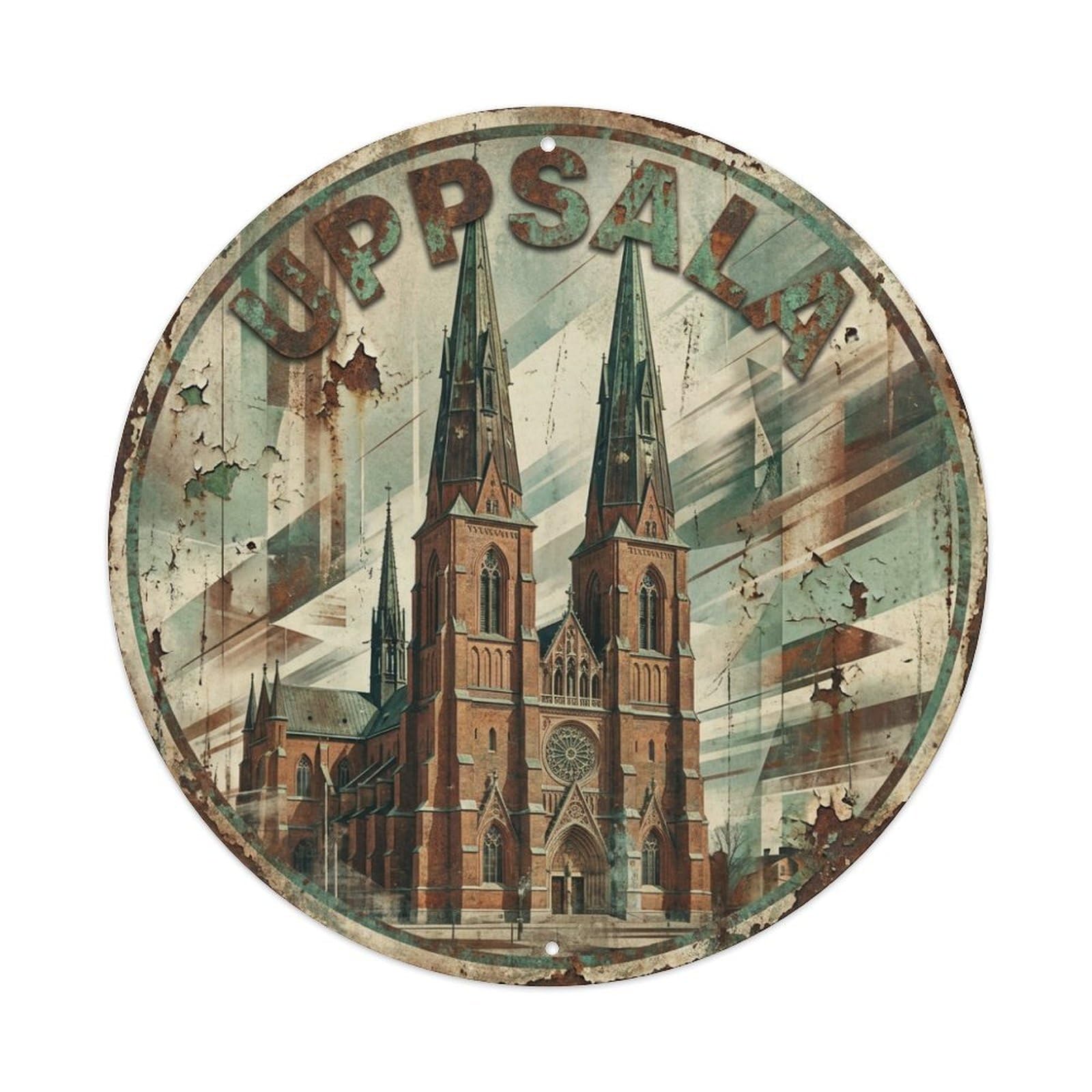 Metal Tin Sign Sweden Retro Travel Uppsala