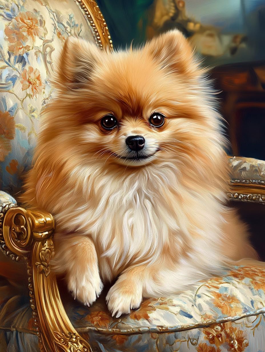 5D Pomeranian Dog Diamond Art 12x16 Inch Full Drill Diamond Painting Kits for Adults & Beginners - DIY Art Crafts for Relaxation and Home Wall Decor 218