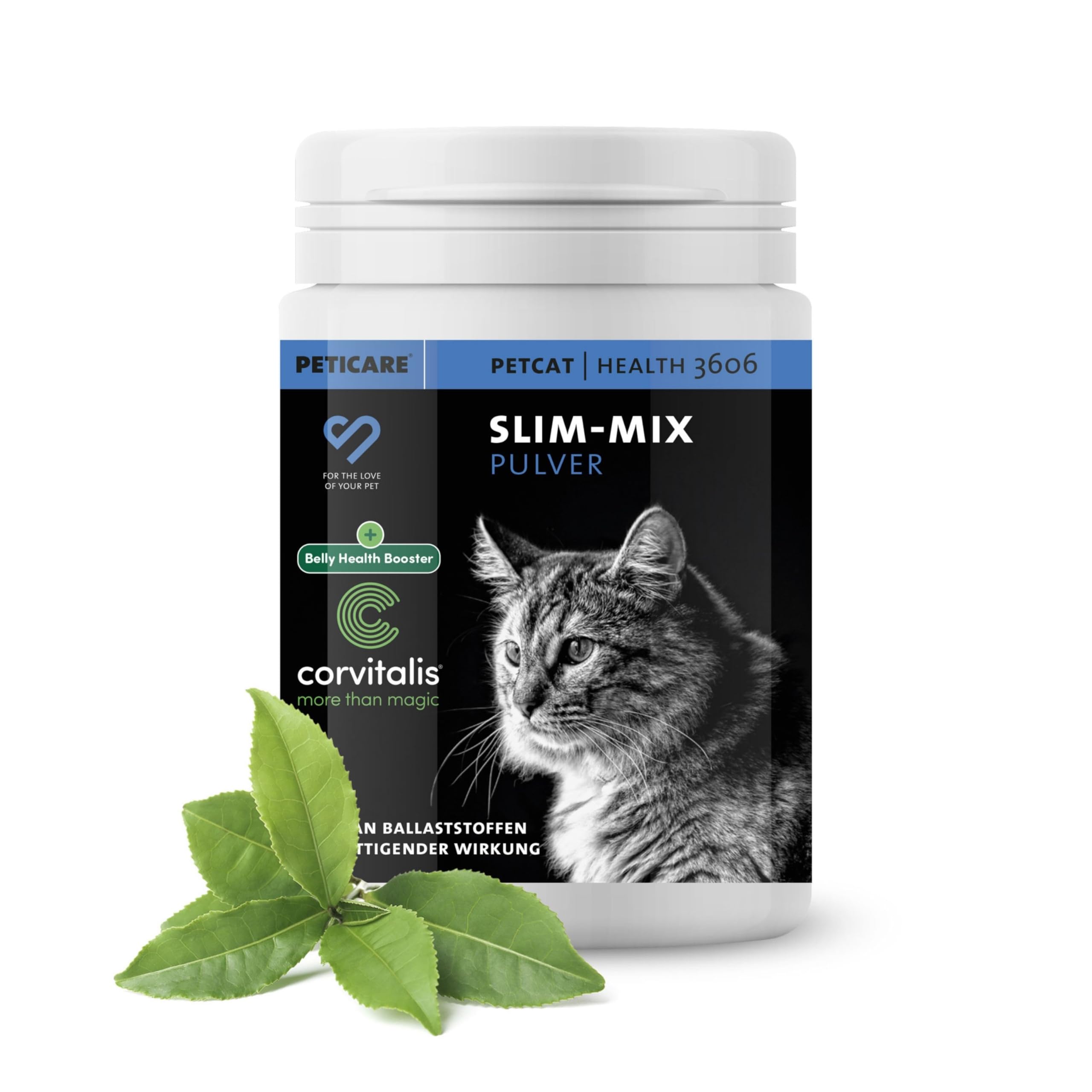 Peticare Diät Schlank Vital Pulver für Katzen | Unterstützt Abnehmen-Prozess und Gewichtskontrolle | Verringert Übergewicht & stärkt Sättigung | natürliches Ergänzungsfutter | petCat Health 3606