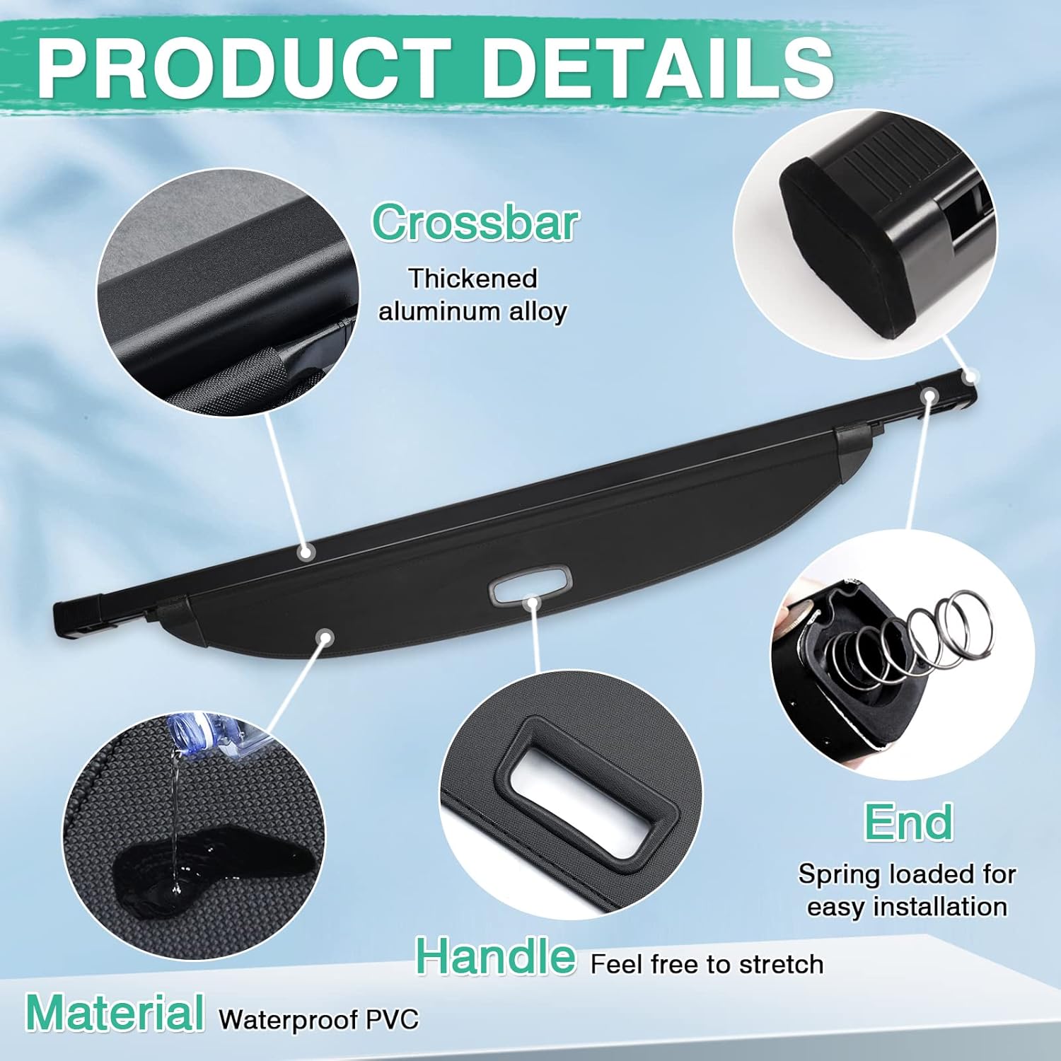 Powerty Retractable Cargo Cover for 2021-2026 Kia Sorento, Canvas Texture Trunk Cover Privacy Screen Rear Security Shade for Sorento Accessories