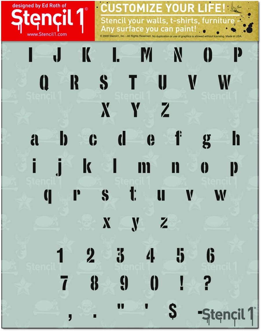 Stencil1 1/2" Letters Industrial Font Stencils - Reusable Mylar Template Industrial Font Stencil for Painting & Great for Lettering - Crafts and Decorations