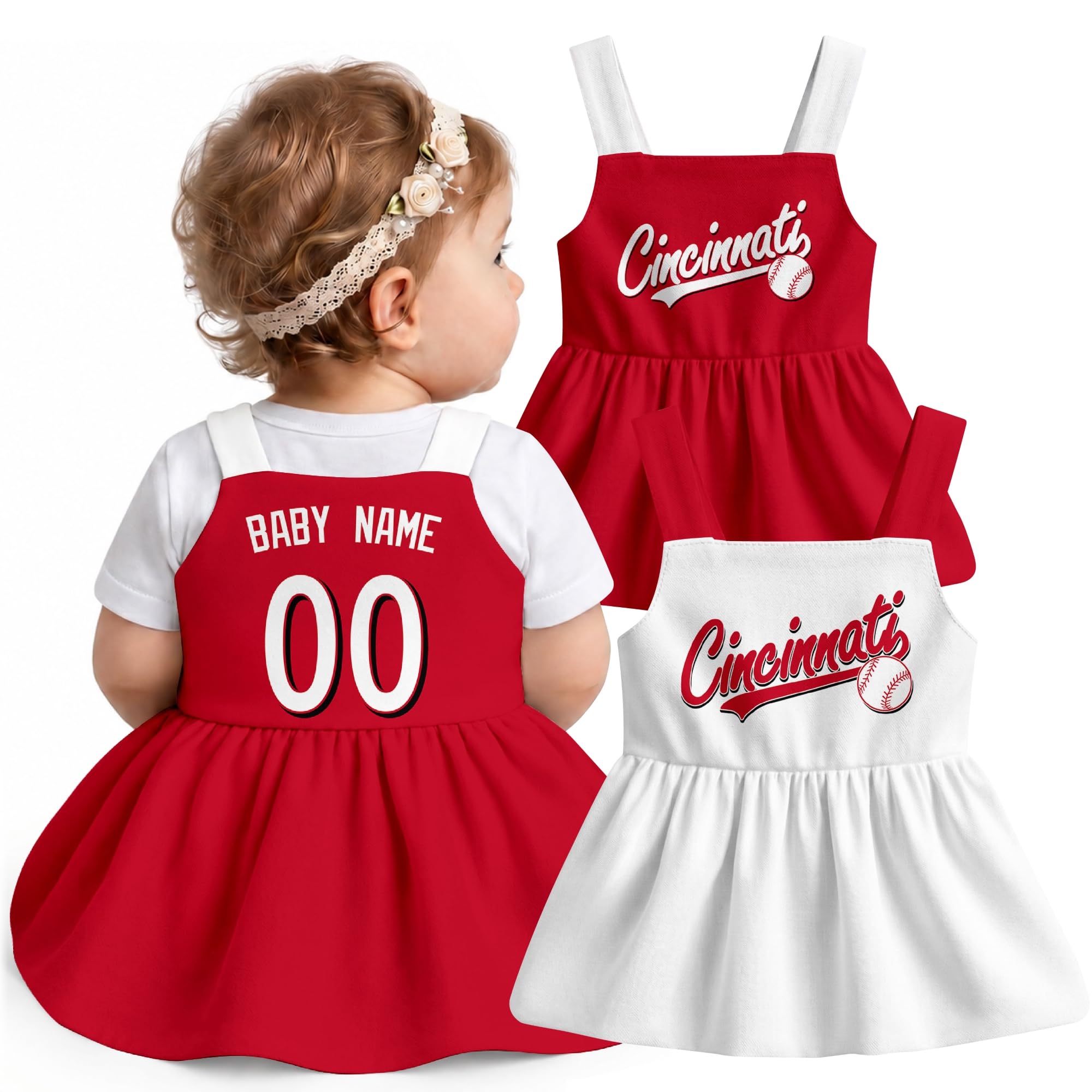 KREDE Baby Girl Clothes Custom Baby Strap Dress with Number Name for Baby Girl Gifts