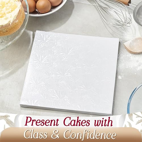 Miniatura 46 de Cakebon Tableros cuadrados para tartas, tambores resistentes de 1/2 pulgada de grosor, bordes envueltos profesionalmente de 14 pulgadas