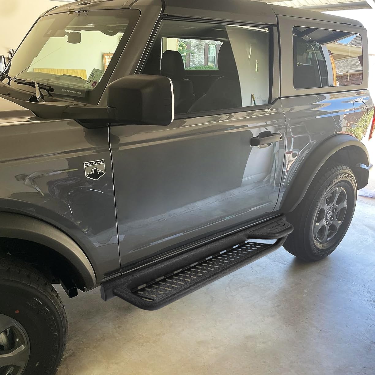 Running Boards Compatible with 2021-2026 Bronco 2 Door(Not Compatible with Bronco Sport), Bronco Black Dual-Stage Textured Side Steps, Step Bars Nerf Bars with Middle Steps.