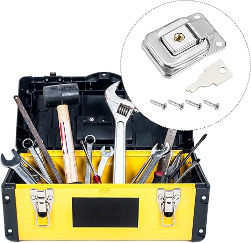 Miniatura 3 de METALLIXITY Cerradura de palanca (1.614 in x 1.102 in), 5 unidades, cierres de cerrojo de hierro, para gabinetes, cajas, maletas, tono plateado