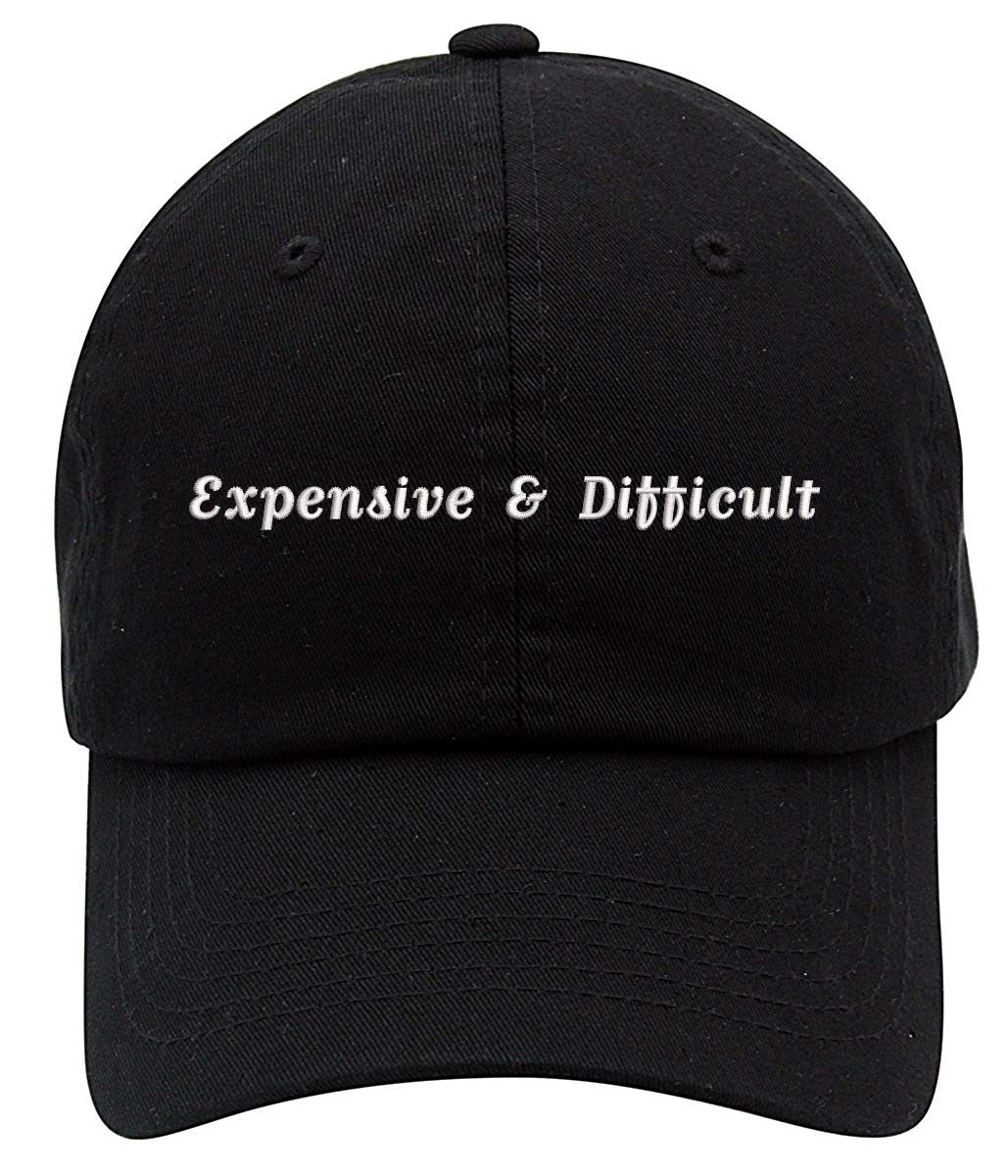 Expensive and Difficult Text Embroidered Low Profile Soft Crown Unisex Baseball Dad Hat