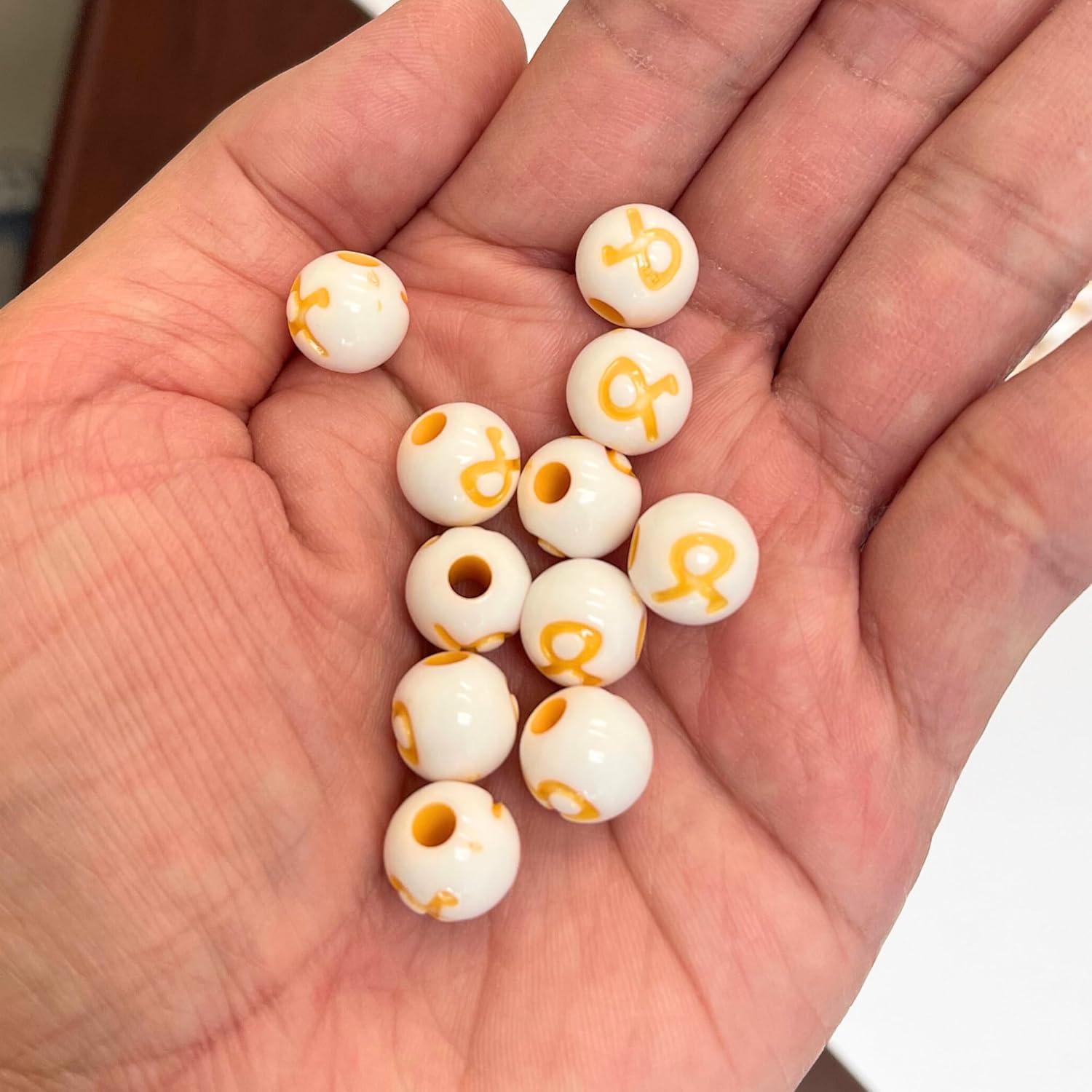 Yellow Ribbon Beads Bulk, Plastic Round Beads for Jewelry Making, Childhood Cancer, Suicide Prevention, Support for Troops Awareness Findings 12mm,100 pcs