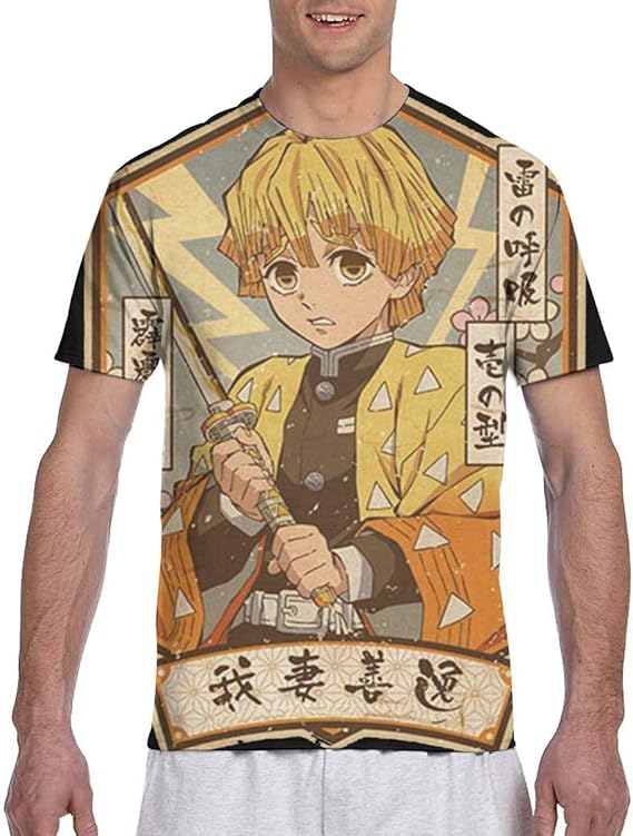 Amazon Co Jp アニメプリント 我妻 善逸 メンズ Tシャツ 半袖 夏服 ギフト 誕生日プレゼント 記念シャツ Uネック おしゃれティーシャツ アニメのtシャツ 大人用 学生用 男性用 女性用 高校生 コットン 通学 ファッション