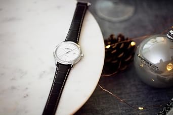 Raymond Weil Maestro Men's Automatic Watch, Ivory Dial with Silver Indexes, Stainless Steel, Genuine Brown Leather Strap, 39.5mm (Model: 2237-STC-65011)