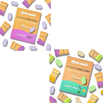 flowcheer Foaming Hand SoapTablets Refill, 24 Pack Makes 24 x 9 fl oz, Eco Hand Soap Refills, Plant-Based, Natural Scents, Works with Any Foaming Dispenser,Variety Fragrance