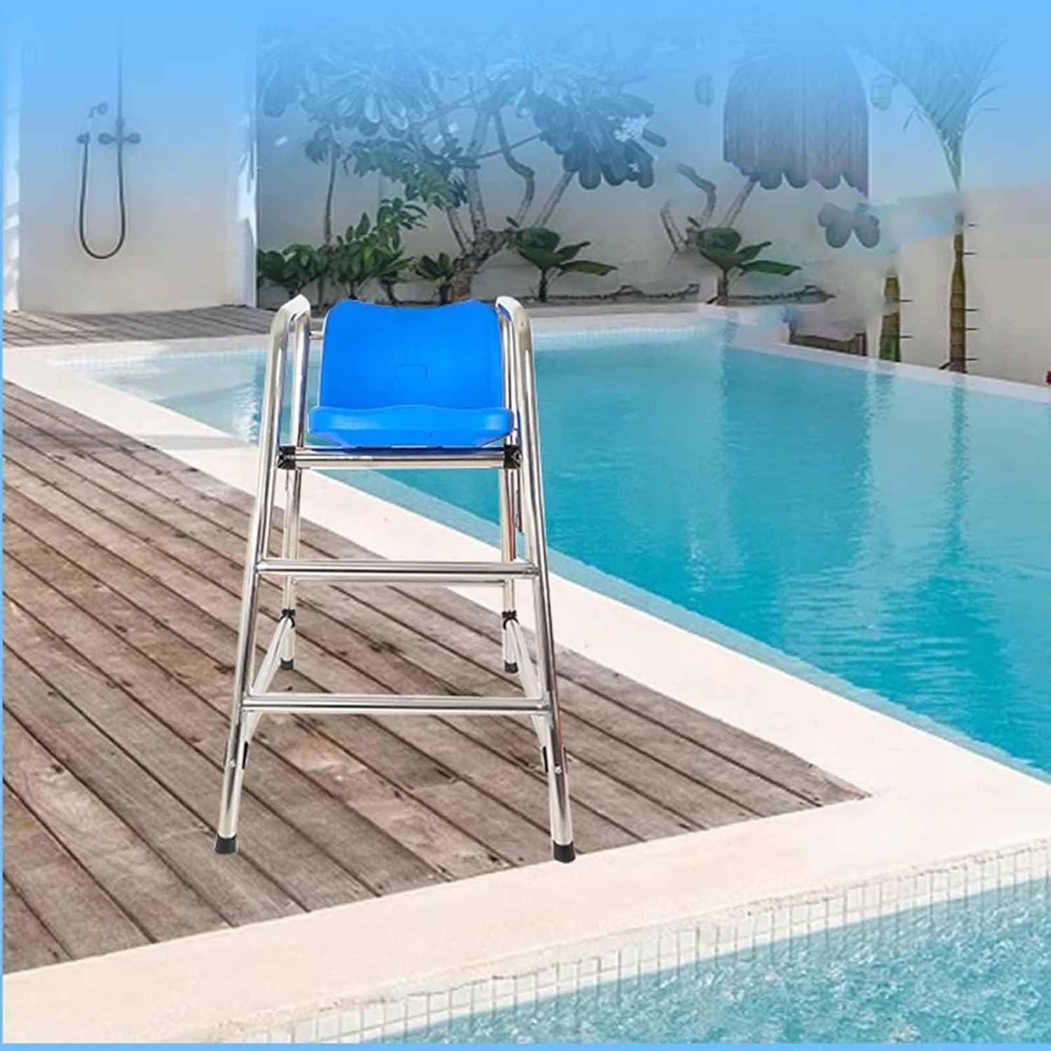 Professional Tall Lifeguard Chairs - 120/150/180 cm, Heavy-Duty Rustproof Pool Overlook Seat, Stable Observation Chair for Swimmers & Referees - 120 cm (47.2 in)