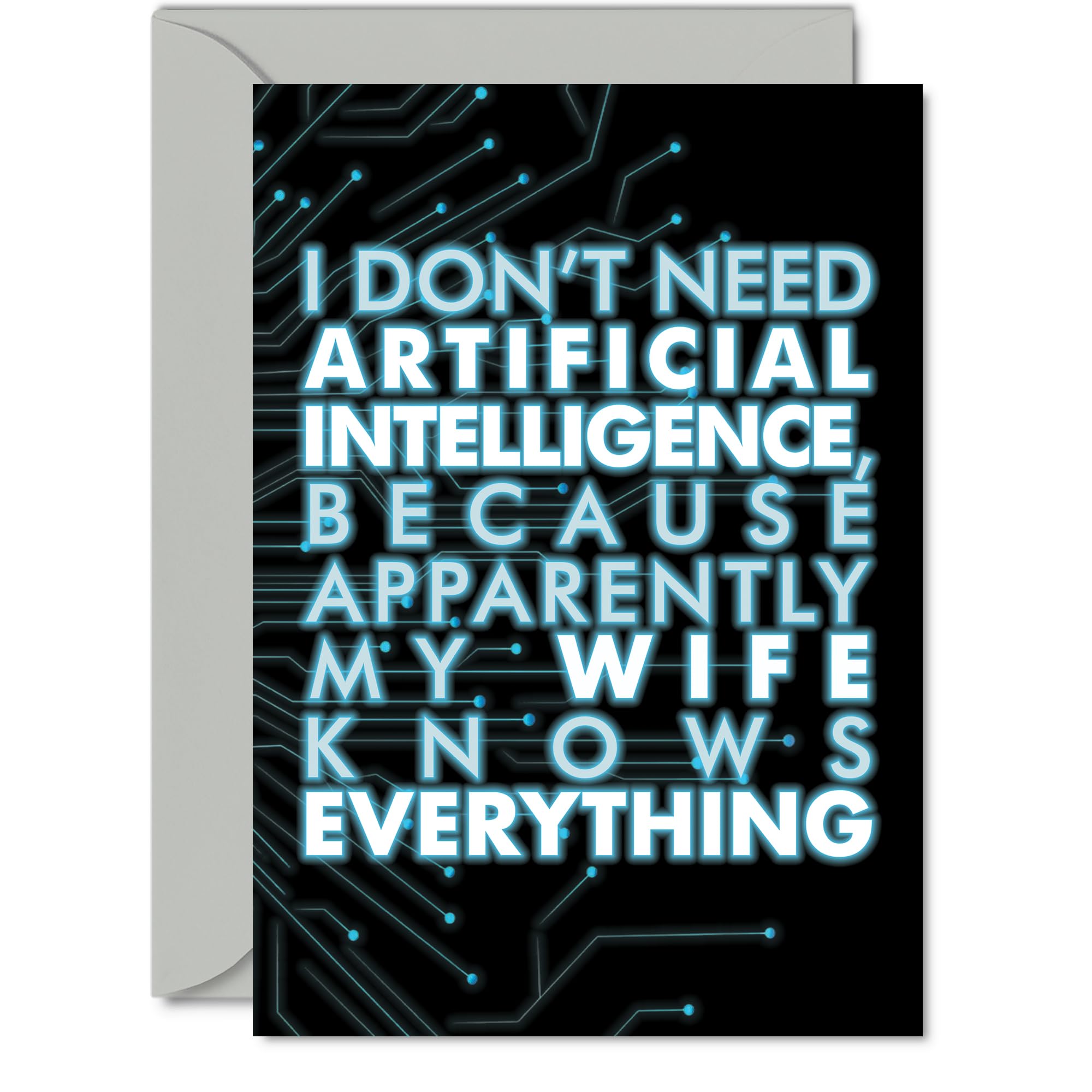 Wife Birthday Card - AI Party - Happy Birthday Card for Wife from Husband Partner, 5x7 Inch knows Bday Greeting Cards