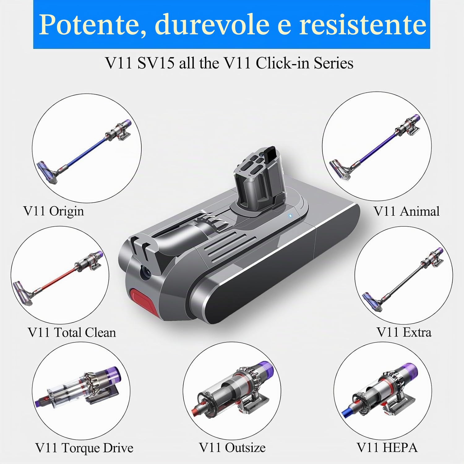 DTK Batteria per Dyson V11 Batteria V15 SV15 SV16 SV22 25,2V 3900mAh con Modalità di Installazione a Pulsante per Aspirapolvere Senza Fili Portatili (Non Adatta per SV14 con Fissaggio a Vite)