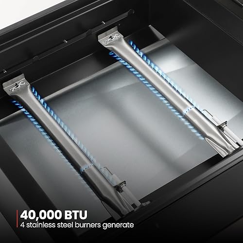 Miniatura 4 de GD4001TB Combo de parrilla y plancha de propano, 4 quemadores, parrilla de gas portátil para patio trasero o cocina al aire libre, 40000 BTU, color