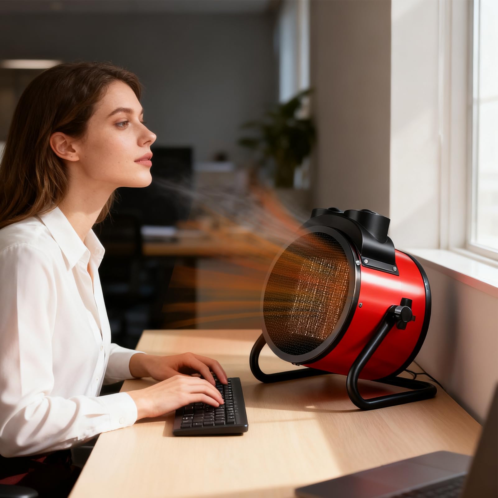 Riscaldatore elettrico in ceramica ventola di riscaldamento sicura e veloce | Ventilatore portatile per interni esterni scrivania campeggio camera da letto garage tenda da pavimento