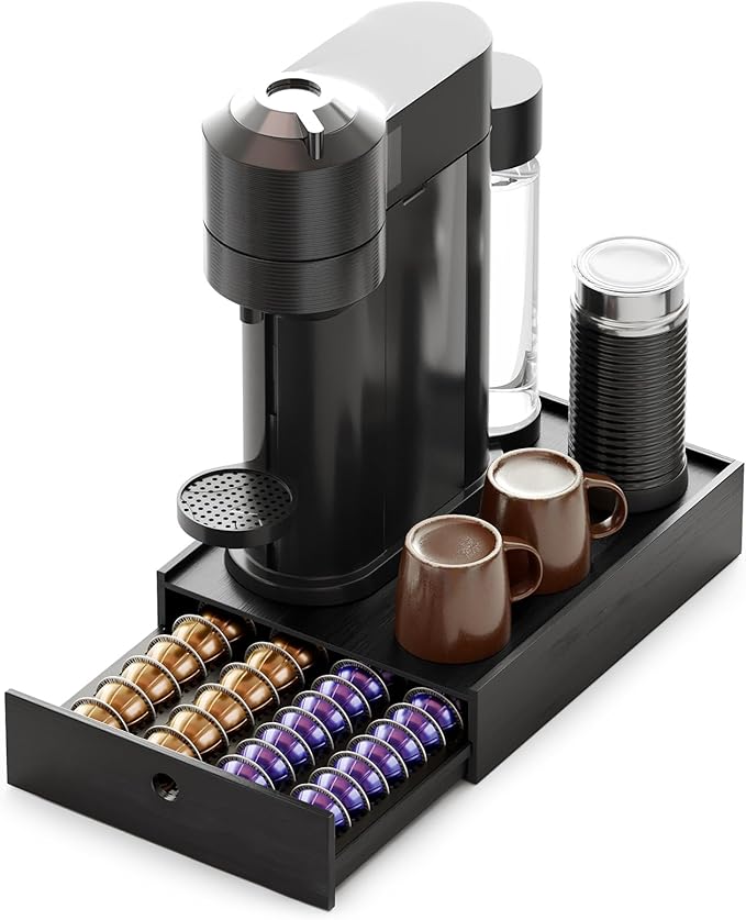 SpaceAid Bamboo Coffee Pod Holder Drawer Storage for Nespresso Vertuo Capsule, Pods