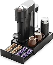 SpaceAid Bamboo Coffee Pod Holder Drawer Storage for Nespresso Vertuo Capsule, Pods Holder Organizer Tray for Nespresso Vertuo Holders, Compatible with 40 Big or 56 Small Vertuoline Pods (Black)