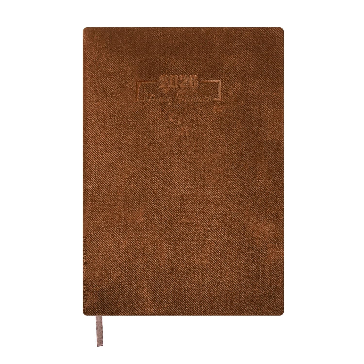 Agenda giornaliera 2026, formato A5, con copertina in morbido velluto, pagine 80 g/m², agenda 365 giorni, per ufficio, uso personale, Capodanno e regali aziendali (marrone)