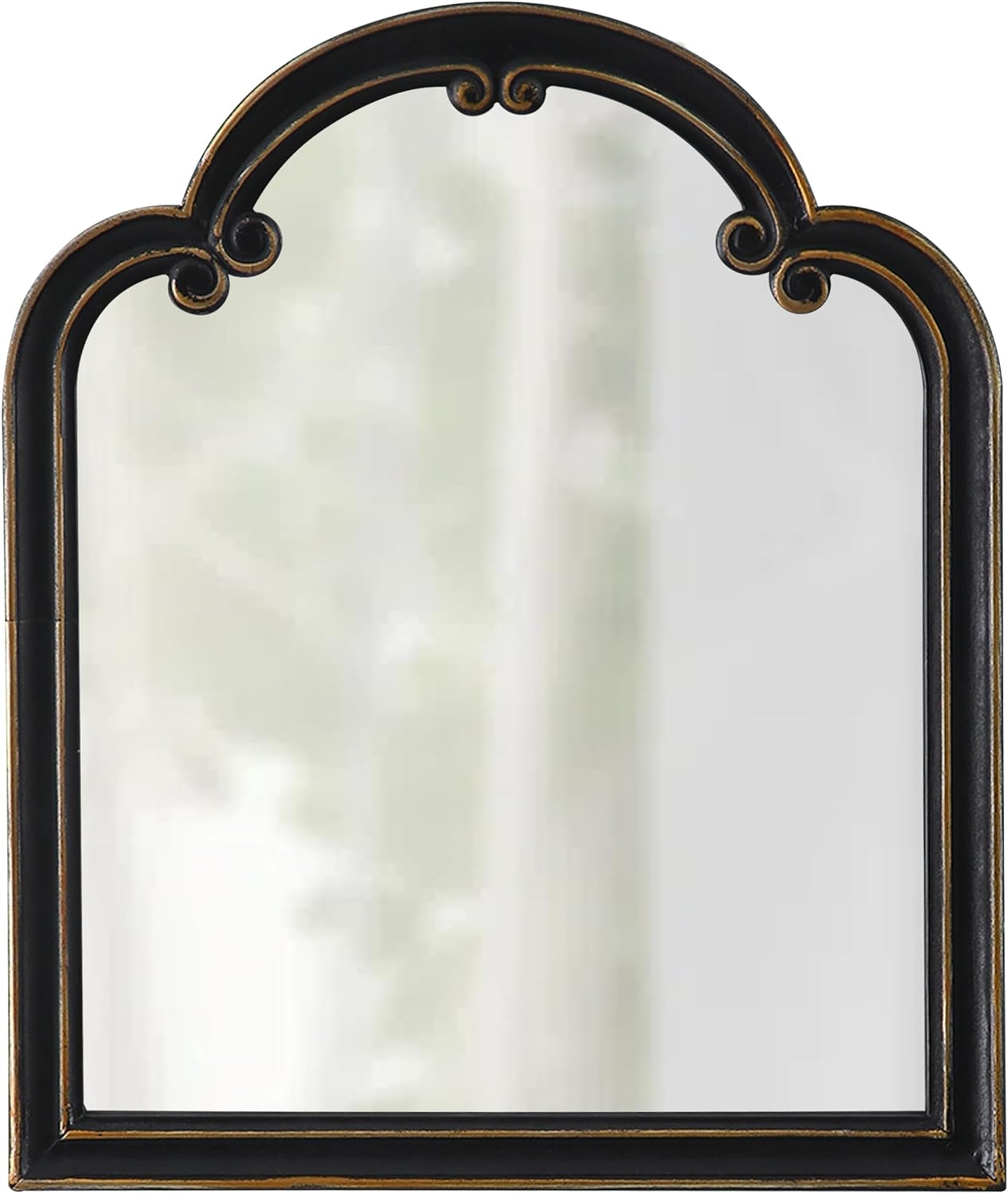 Gothic Black Arched Wall Mirror Decorative 20 X 24 Inch, Hanging Distressed Finish Rectangular Wood Framed Farmhouse Mirrors for Wall Decor Living Room Bedroom Bathroom Entryway Hallway