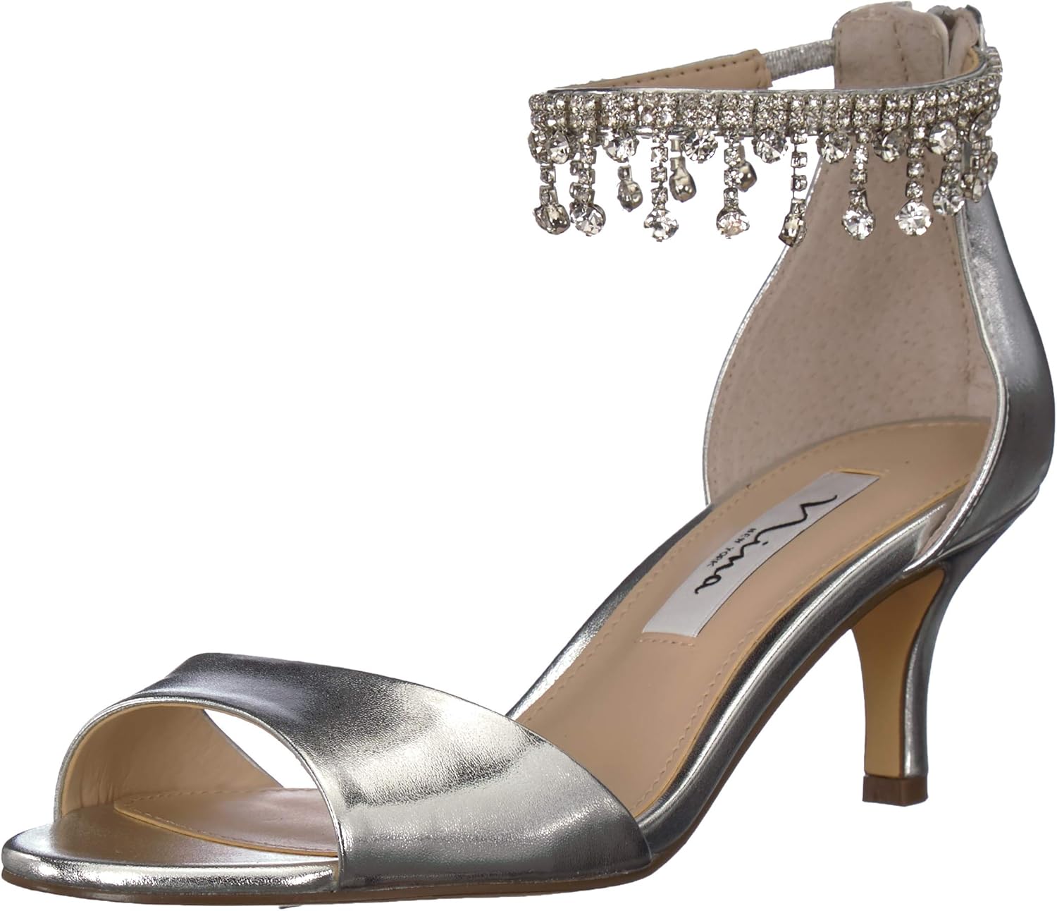Nina Women's Sadi Open-Toe Pump,Black Luster Satin,5.5 M US