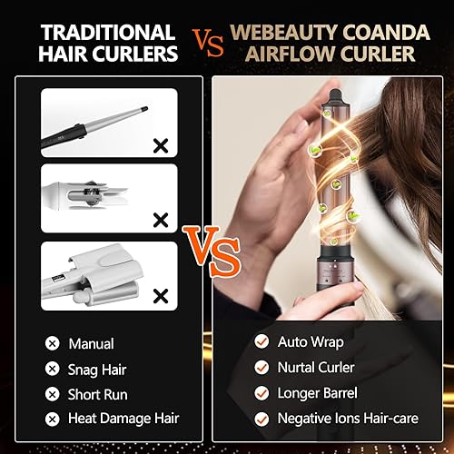 Miniatura 4 de Webeauty Estilizador de aire caliente, cepillo secador de pelo, rizadores de pelo automático, cepillo de aire caliente, rizadores de flujo de aire