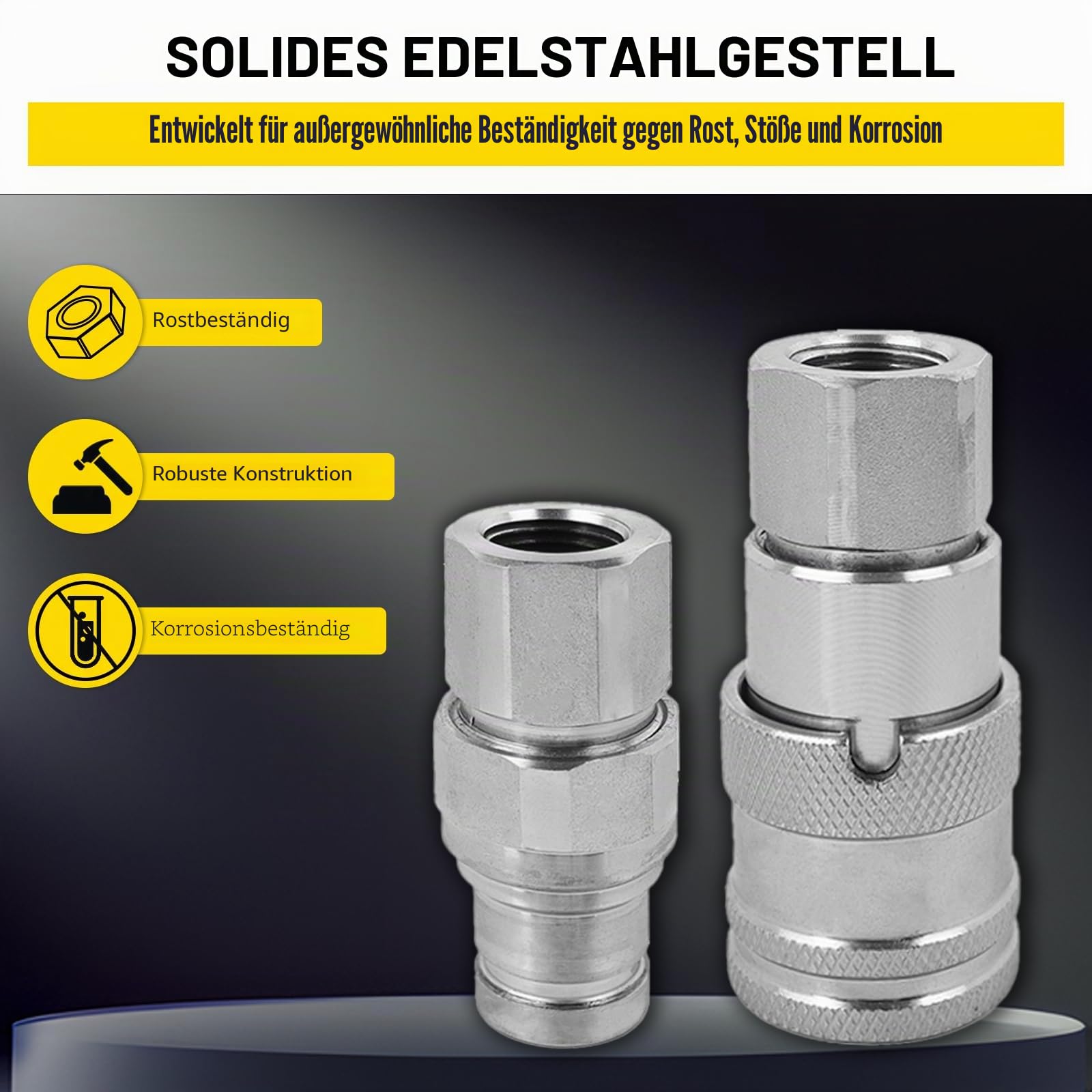 Hydraulische Adapterkupplung G1/2 männlich + weiblich mit flacher Seite und Schnellverbindung