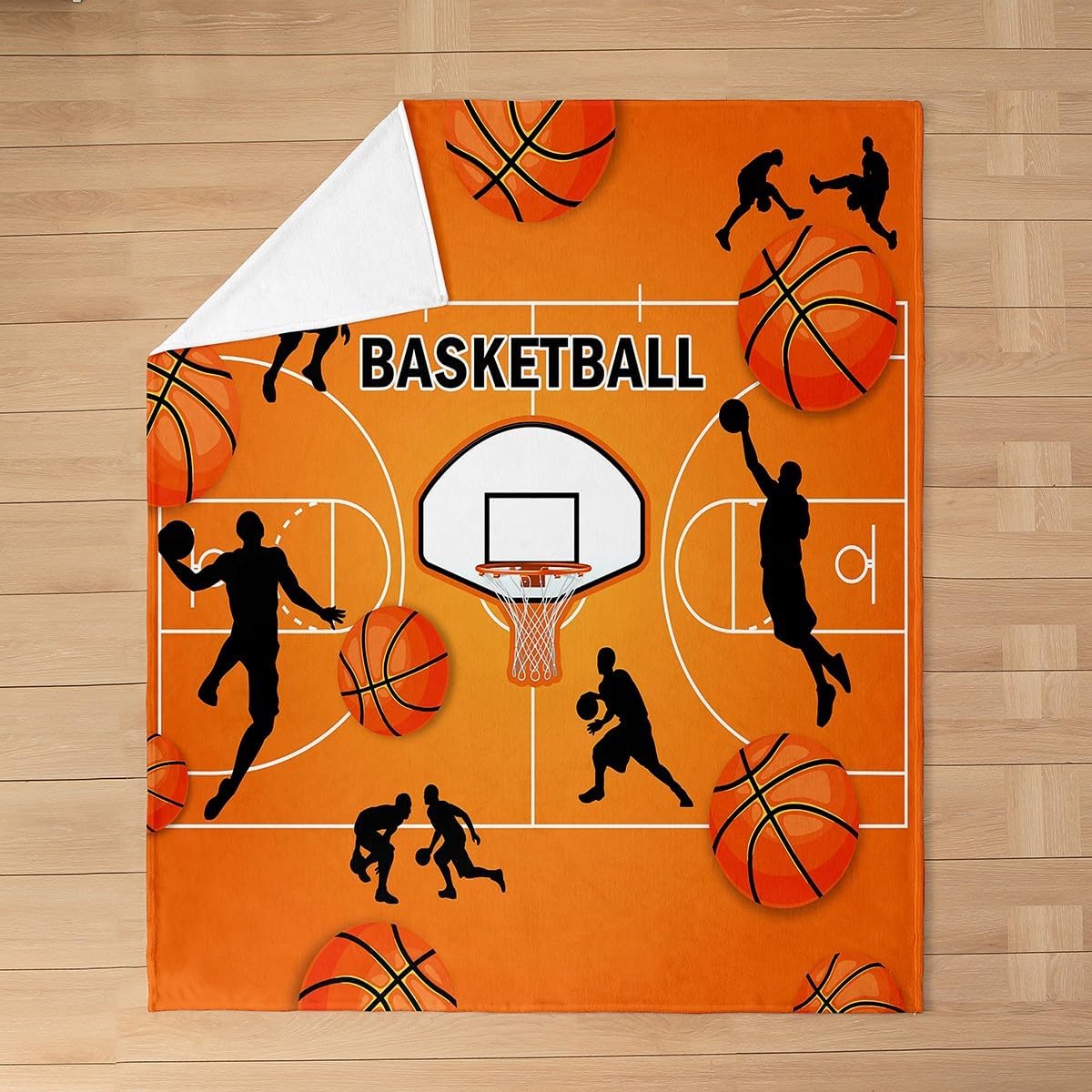 Feelyou Basketball All Season,Bed Blanket for Sofa Couch Twin 60"x80" Ball Games Plush Throw Blanket, Ultra Soft Gaming Sports Flannel Fleece Blanket Gift for Sofa Couch Basketball Lover Room Decor