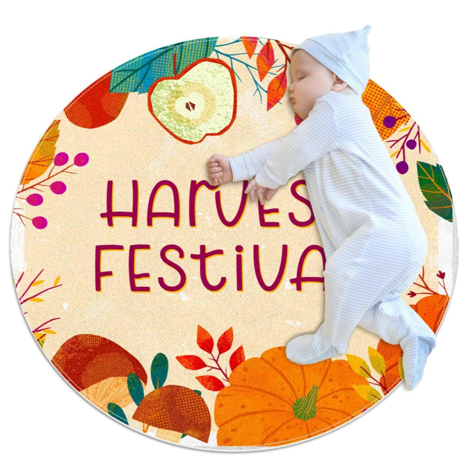Tapis de salle de bain citrouille rond chambre enfant canapé 1m