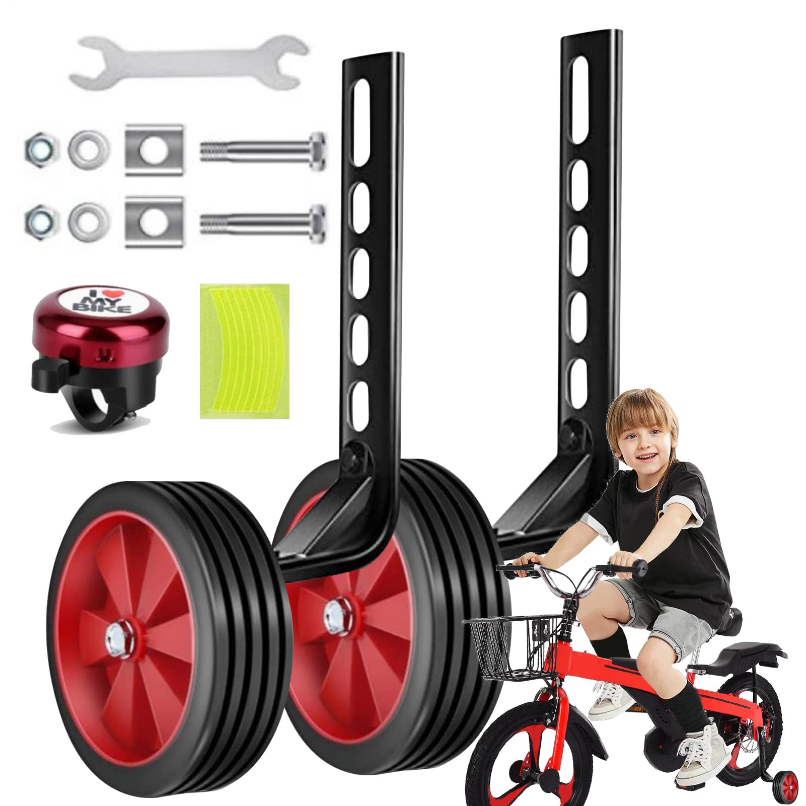 Ruote Da Allenamento Per Biciclette - Ruote Di Supporto Per Bici Da 12–20 Pollici Regolabili, Ruote Laterali Per L'equilibrio Infantile | Kit Di Allenamento Per Bambini In Bicicletta Per Bambini Durev